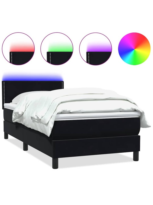 Box spring postel s matrací černý 80x220 cm samet