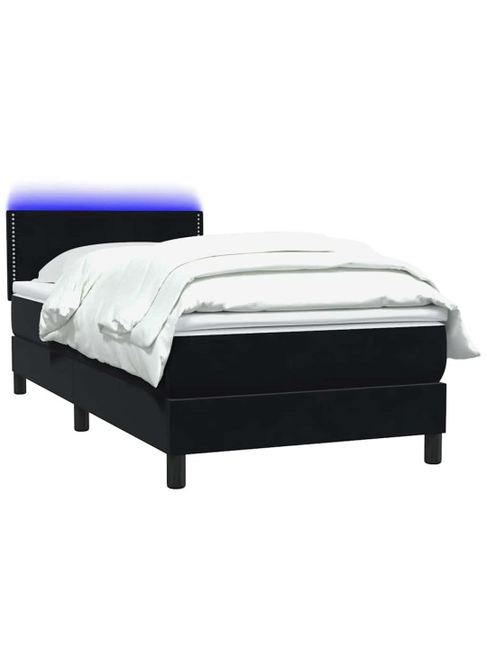 Box spring postel s matrací černý 80x220 cm samet