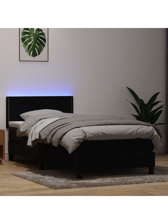 Box spring postel s matrací černý 80x220 cm samet
