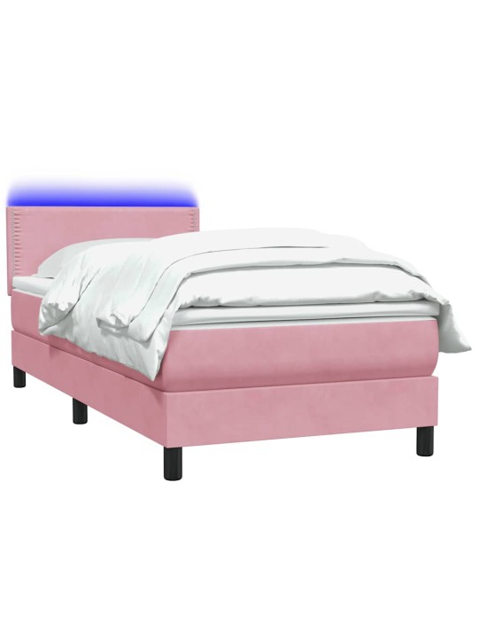 Box spring postel s matrací růžová 80x220 cm samet