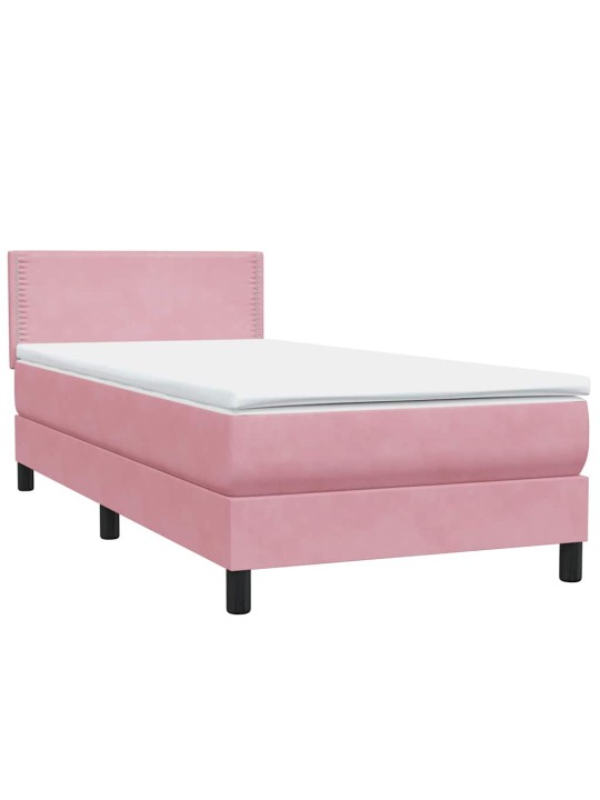 Box spring postel s matrací růžová 80x220 cm samet