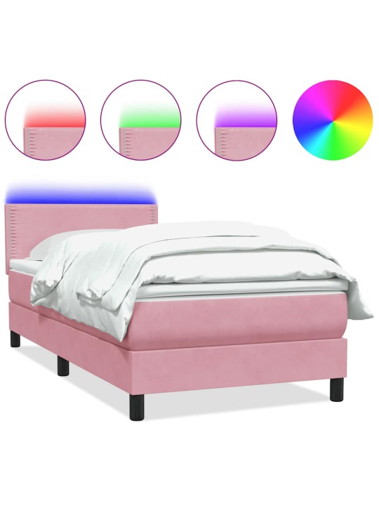 Box spring postel s matrací černá 100x220 cm růžový