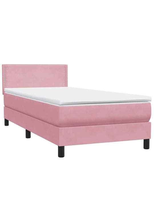Box spring postel s matrací černá 100x220 cm růžový