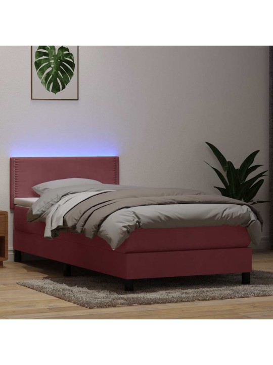 Box spring postel s matrací černá 100x220 cm růžový