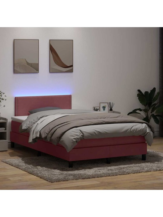 Box spring postel s matrací růžová 120x220 cm samet