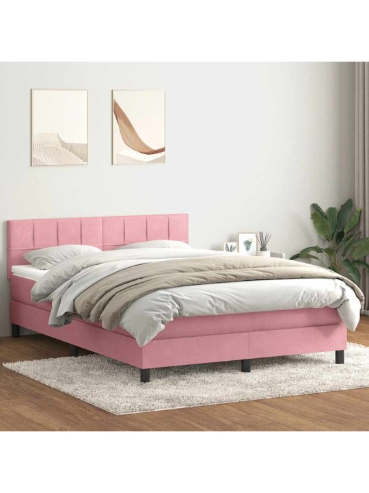 Box spring postel s matrací růžová 140x210 cm samet