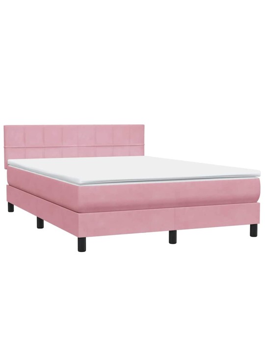 Box spring postel s matrací růžová 140x210 cm samet