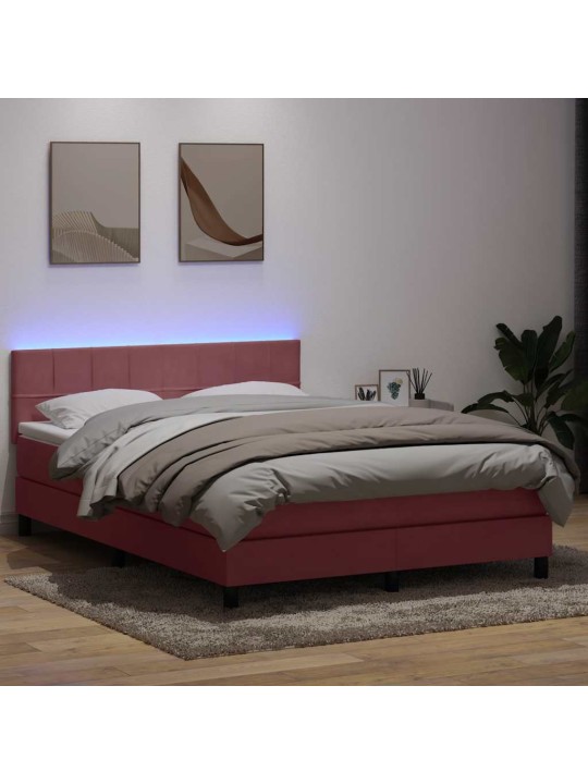 Box spring postel s matrací růžová 140x210 cm samet