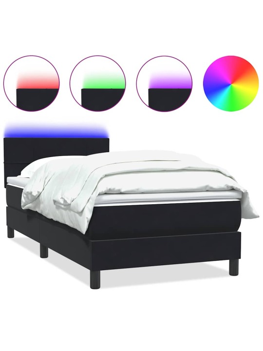 Box spring postel s matrací černý 80x220 cm samet