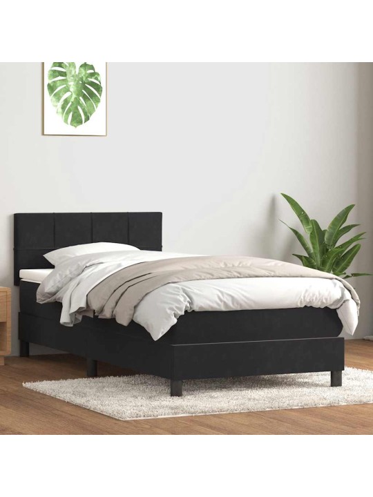 Box spring postel s matrací černý 80x220 cm samet