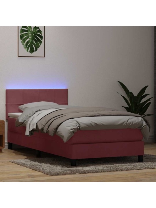 Box spring postel s matrací růžová 80x220 cm samet