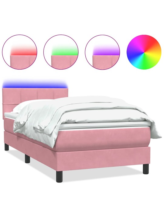 Box spring postel s matrací černá 100x220 cm růžový