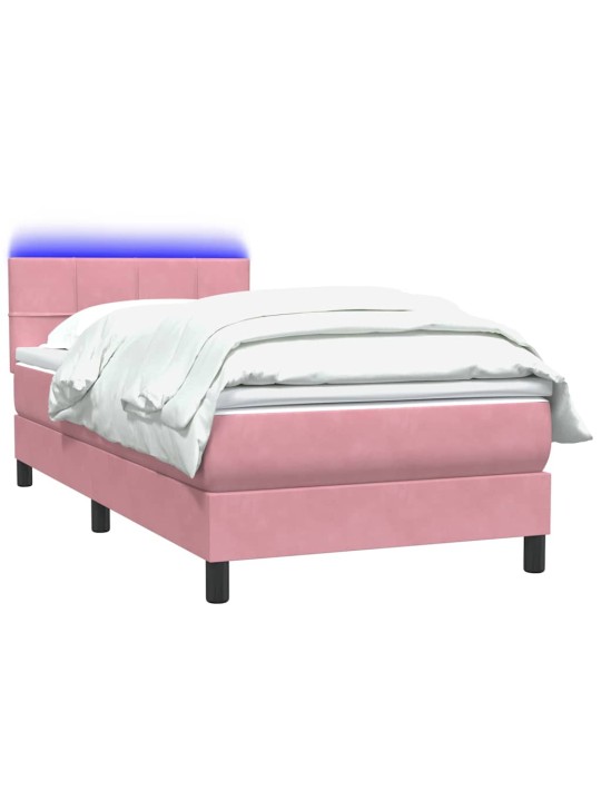 Box spring postel s matrací černá 100x220 cm růžový