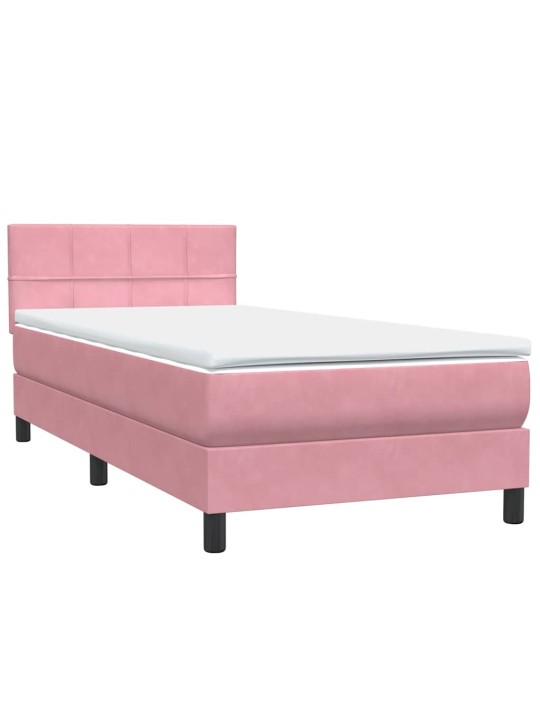 Box spring postel s matrací černá 100x220 cm růžový