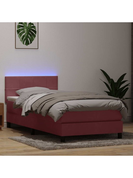 Box spring postel s matrací černá 100x220 cm růžový