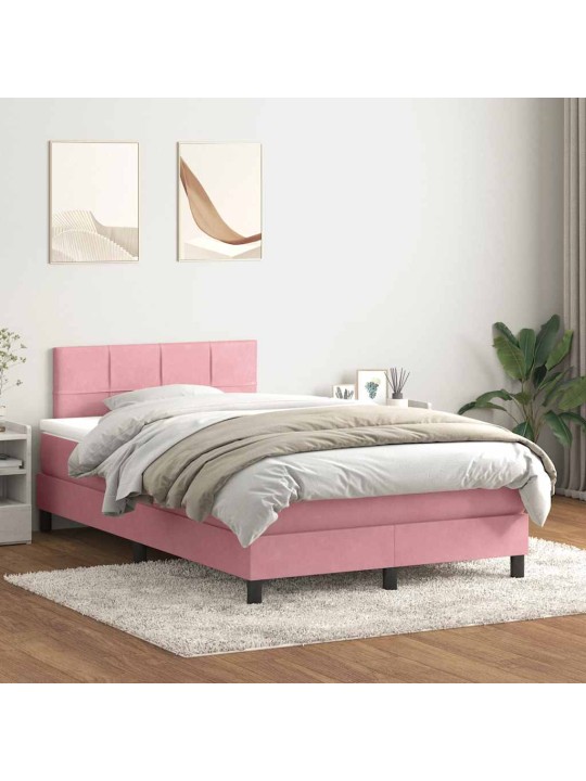 Box spring postel s matrací růžová 120x220 cm samet