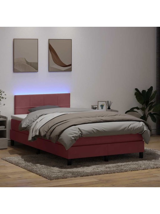 Box spring postel s matrací růžová 120x220 cm samet