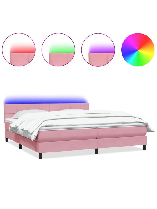Box spring postel s matrací černá 180x220 cm růžový