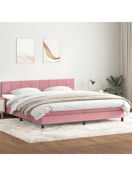 Box spring postel s matrací černá 180x220 cm růžový