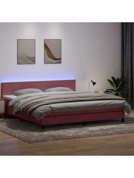 Box spring postel s matrací černá 180x220 cm růžový