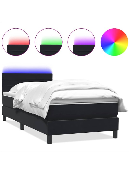 Box spring postel s matrací černý 80x220 cm samet