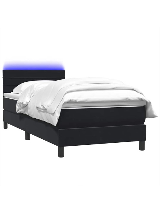Box spring postel s matrací černý 80x220 cm samet