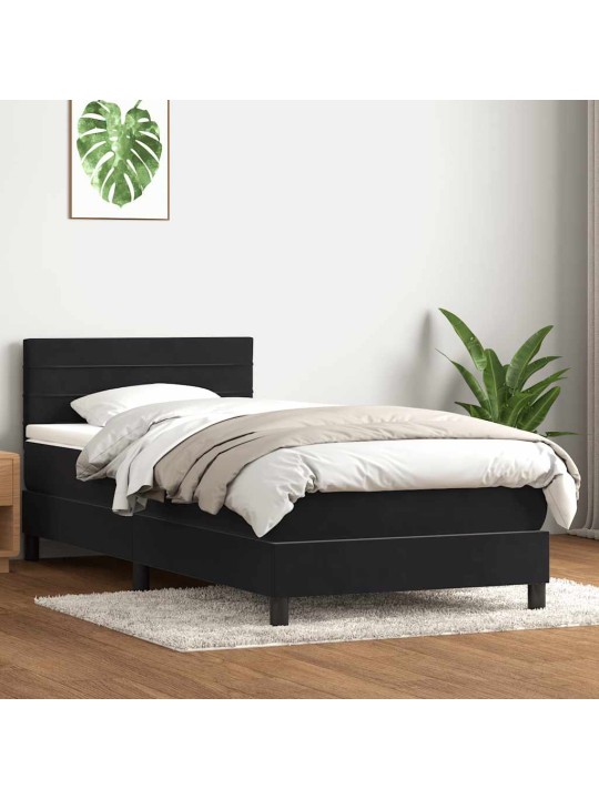 Box spring postel s matrací černý 80x220 cm samet