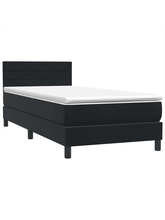Box spring postel s matrací černý 80x220 cm samet