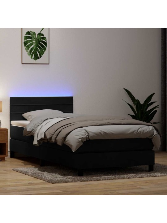 Box spring postel s matrací černý 80x220 cm samet
