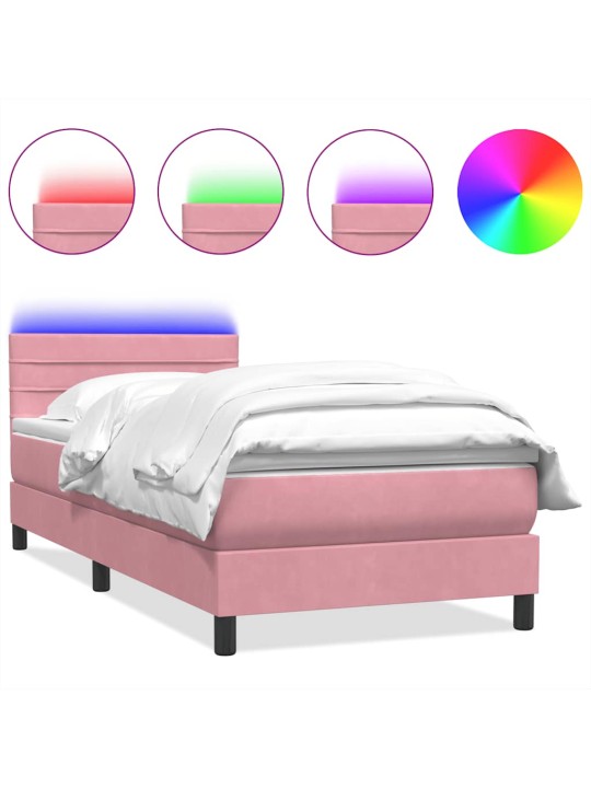 Box spring postel s matrací černá 100x220 cm růžový