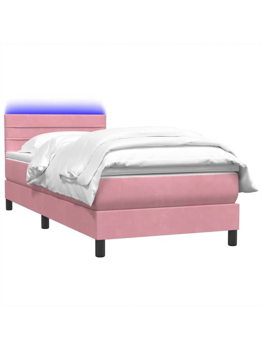 Box spring postel s matrací černá 100x220 cm růžový