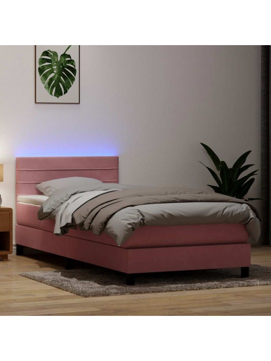 Box spring postel s matrací černá 100x220 cm růžový