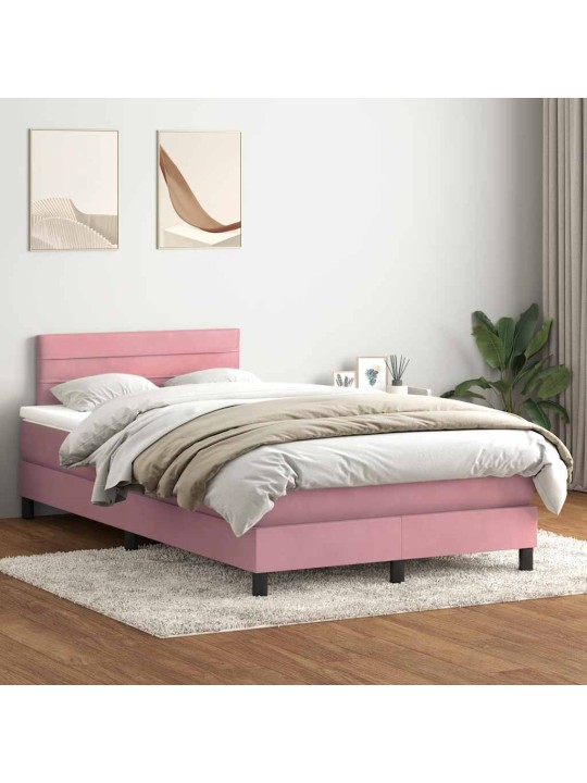 Box spring postel s matrací růžová 120x220 cm samet