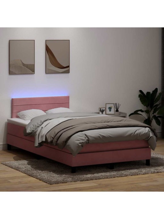 Box spring postel s matrací růžová 120x220 cm samet