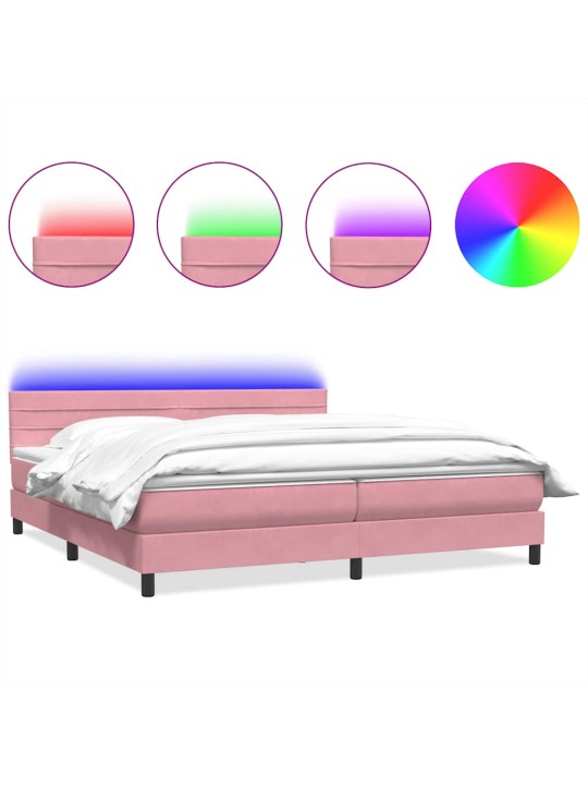 Box spring postel s matrací černá 180x220 cm růžový