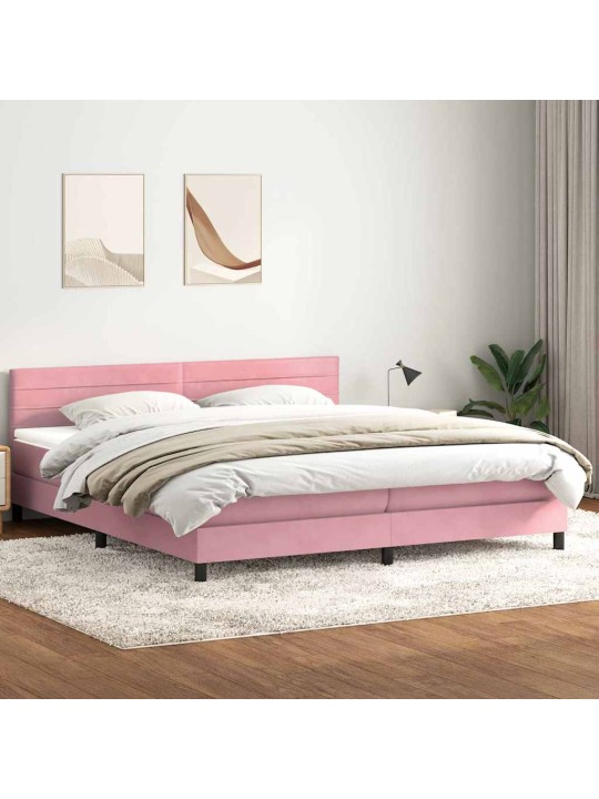 Box spring postel s matrací černá 180x220 cm růžový