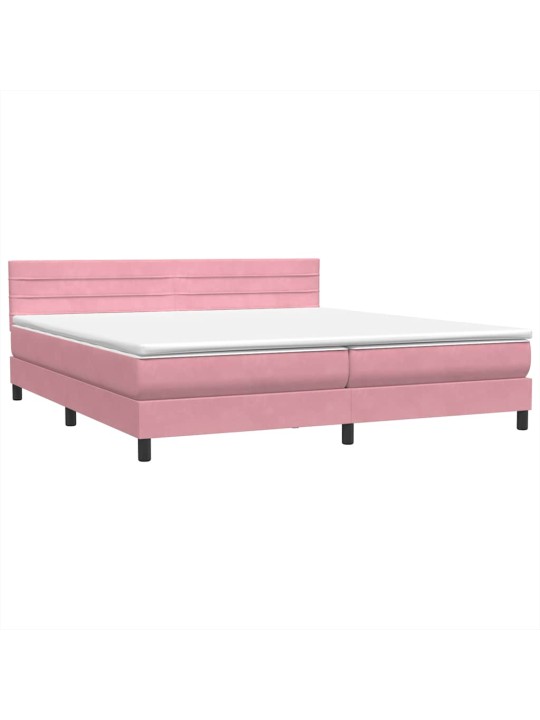 Box spring postel s matrací černá 180x220 cm růžový