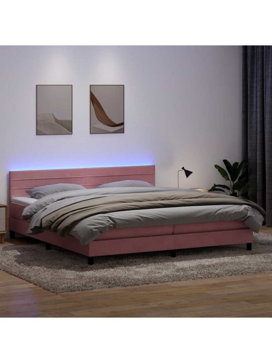 Box spring postel s matrací černá 180x220 cm růžový