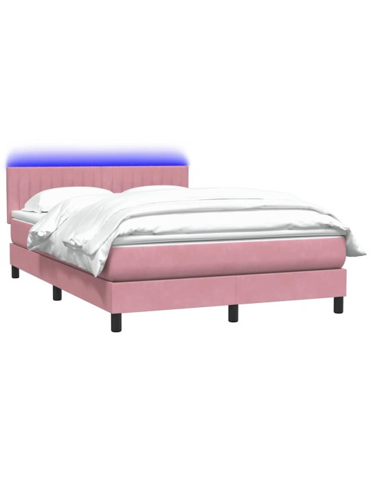 Box spring postel s matrací růžová 140x210 cm samet
