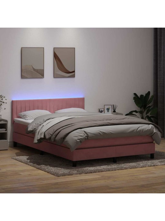 Box spring postel s matrací růžová 140x210 cm samet