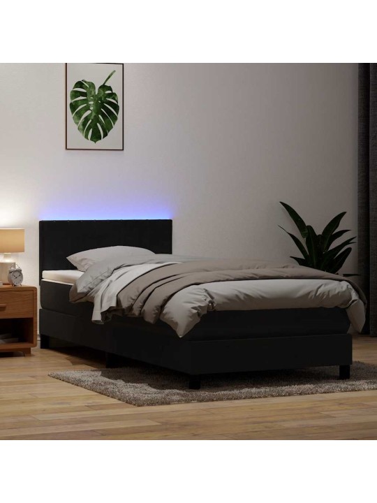 Box spring postel s matrací černý 80x220 cm samet