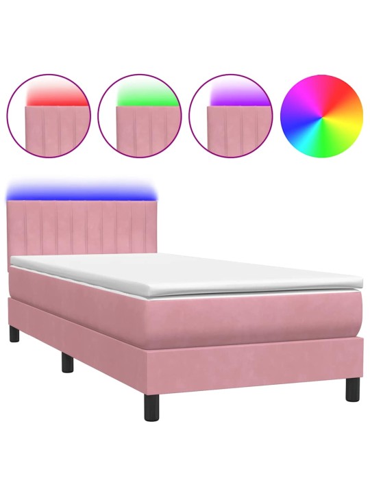 Box spring postel s matrací růžová 80x220 cm samet