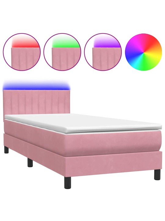 Box spring postel s matrací černá 100x220 cm růžový
