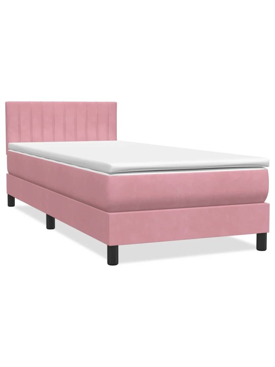 Box spring postel s matrací černá 100x220 cm růžový
