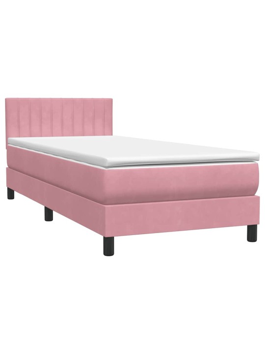 Box spring postel s matrací černá 100x220 cm růžový