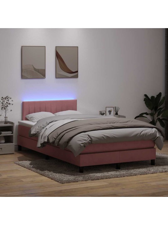 Box spring postel s matrací růžová 120x220 cm samet