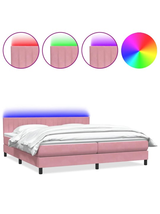 Box spring postel s matrací černá 180x220 cm růžový