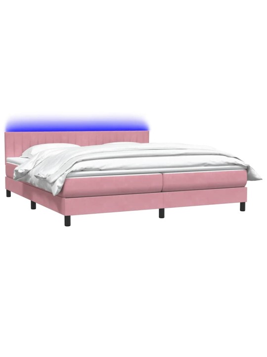 Box spring postel s matrací černá 180x220 cm růžový