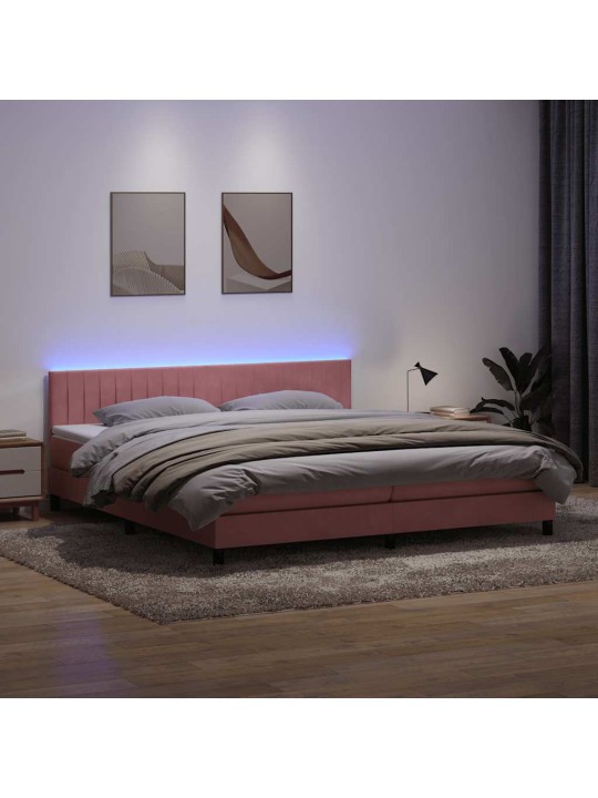 Box spring postel s matrací černá 180x220 cm růžový