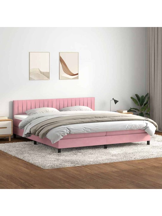 Box spring postel s matrací černá 180x220 cm růžový